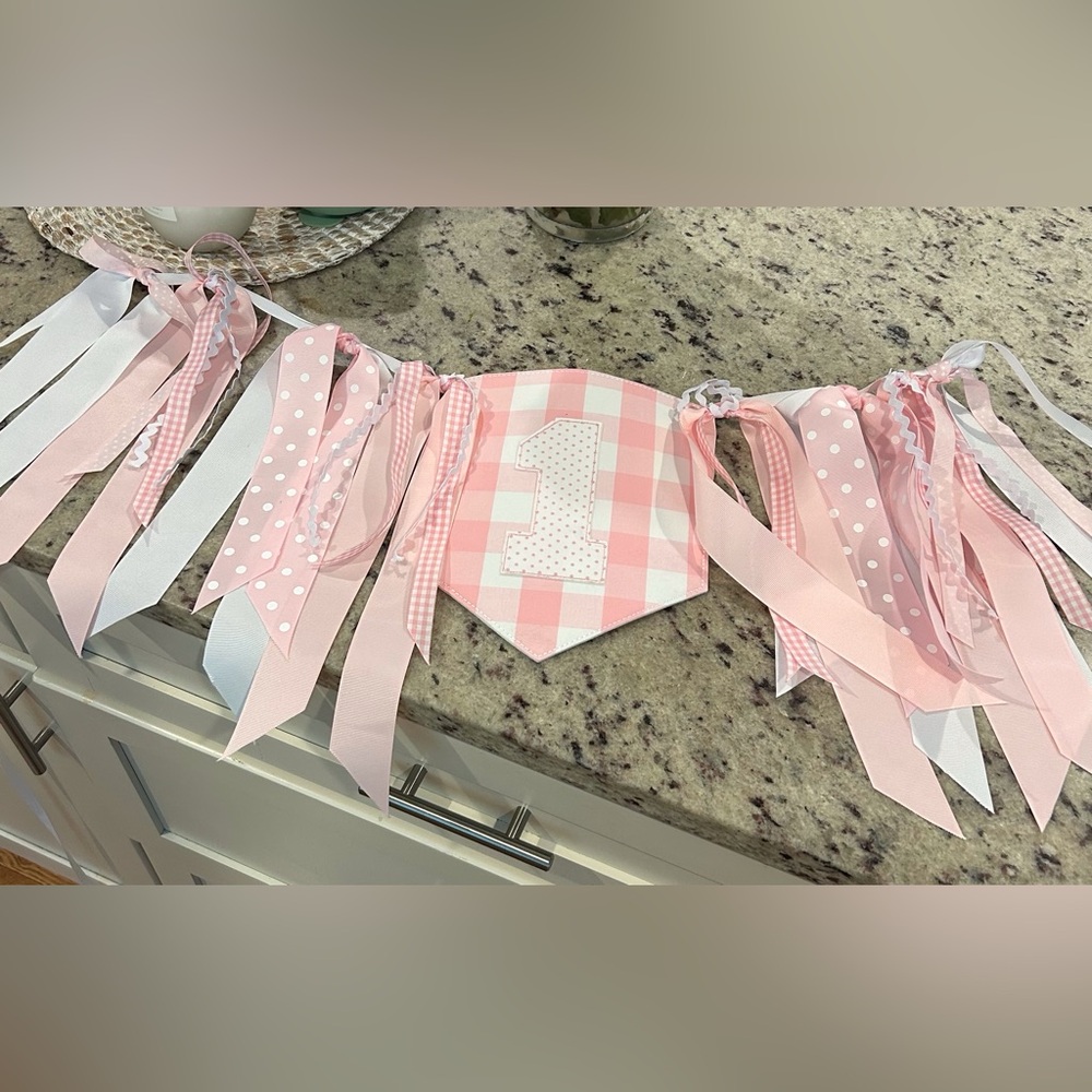 Little Happies Charming Pink and White Birthday Banner